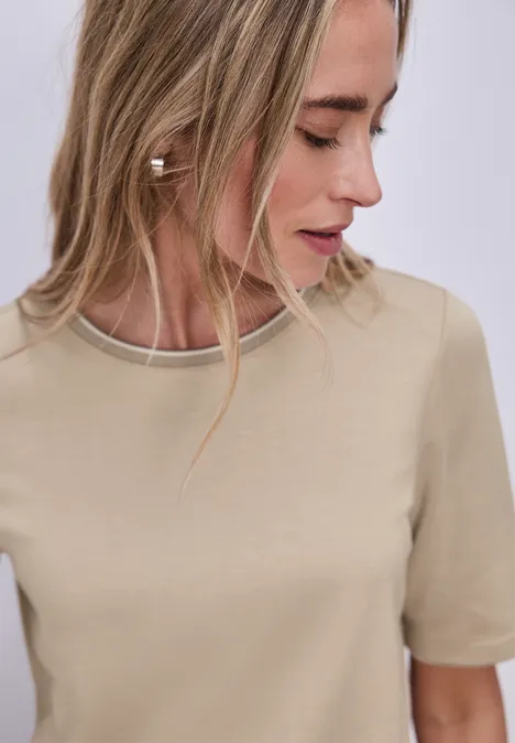 T-shirt avec détail contrasté cotton beige