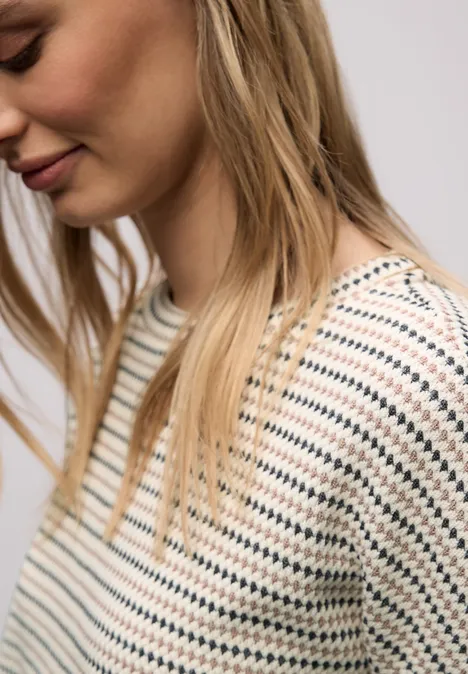 Gestreiftes Shirt off white