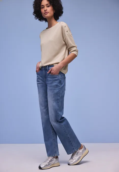 T-shirt avec détail de boutons cotton beige T-shirt avec détail de boutons cotton beige