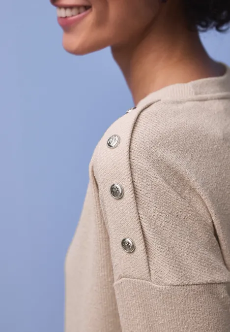 T-shirt avec détail de boutons cotton beige T-shirt avec détail de boutons cotton beige