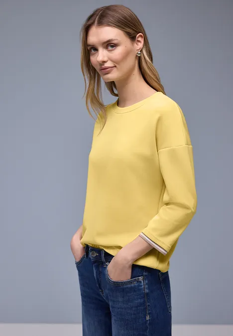 Shirt met zijdeachtige look en details bloom yellow Shirt met zijdeachtige look en details bloom yellow