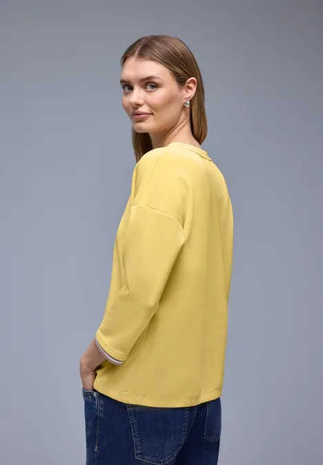 Shirt met zijdeachtige look en details bloom yellow Shirt met zijdeachtige look en details bloom yellow
