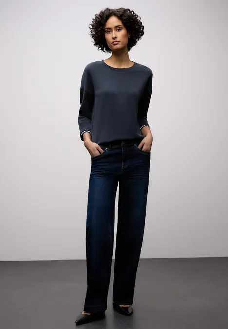 Chemise aspect soie avec détails shadowed navy Chemise aspect soie avec détails shadowed navy