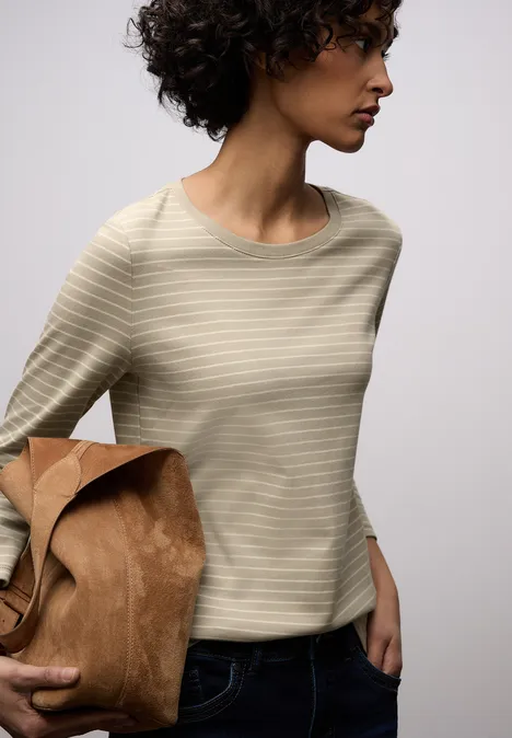 Gestreiftes Shirt cotton beige Gestreiftes Shirt cotton beige