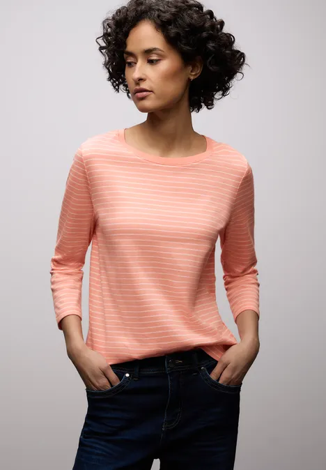 Gestreiftes Shirt light apricot