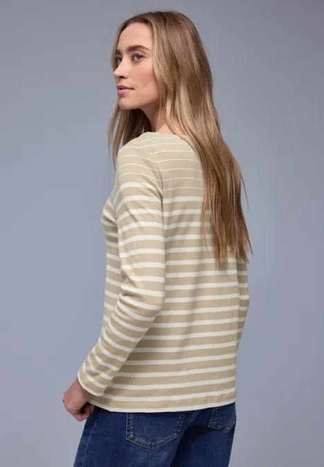 Gestreiftes Shirt cotton beige