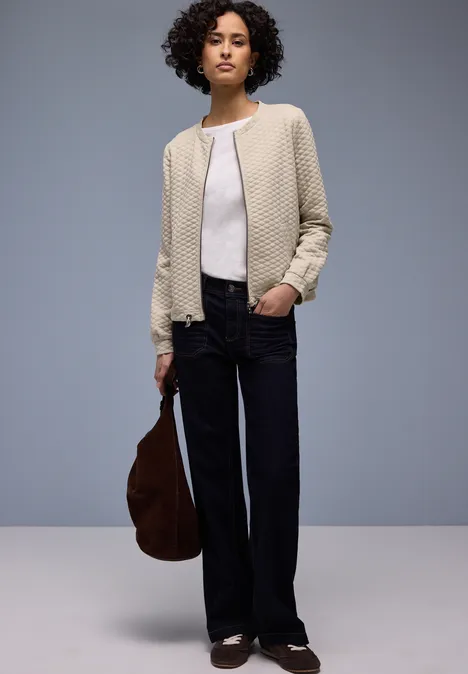 Jas met rits cotton beige