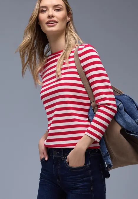 Gestreiftes Shirt power berry