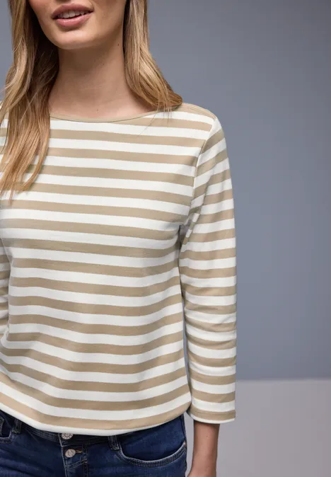 Gestreiftes Shirt cotton beige Gestreiftes Shirt cotton beige