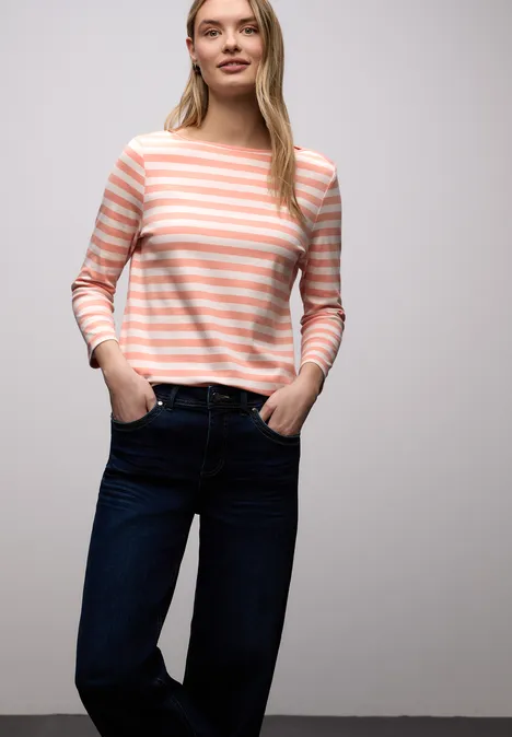 Gestreiftes Shirt light apricot