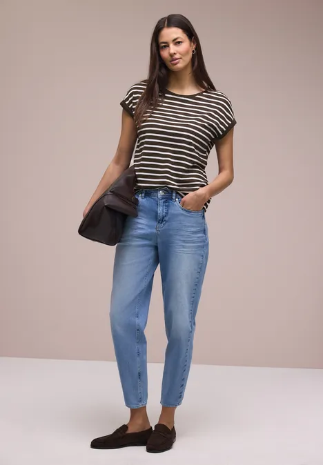 Dropped Shoulder Shirt mit Streifen espresso brown Dropped Shoulder Shirt mit Streifen espresso brown