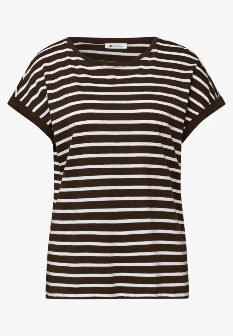 Dropped Shoulder Shirt mit Streifen espresso brown Dropped Shoulder Shirt mit Streifen espresso brown