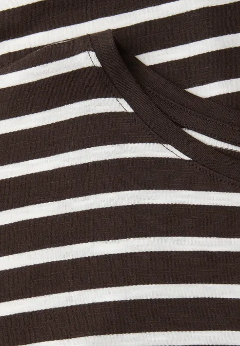 Dropped Shoulder Shirt mit Streifen espresso brown Dropped Shoulder Shirt mit Streifen espresso brown