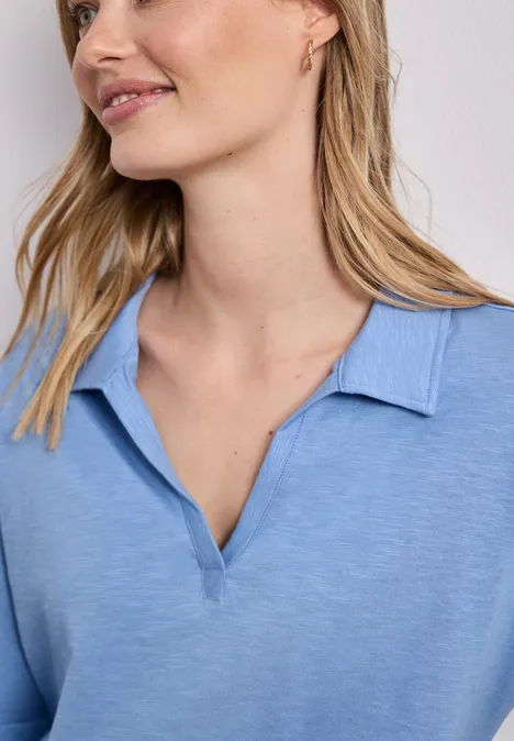 Kurzarm Poloshirt aus Jersey drift blue