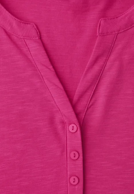 3/4-Arm Shirt mit Split Neck und Knöpfen magenta dream