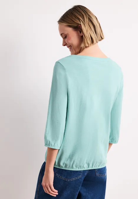3/4-Arm Shirt mit Split Neck und Knöpfen misty mint
