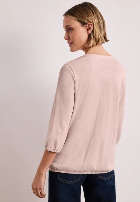 3/4-Arm Shirt mit Split Neck und Knöpfen minimal rose