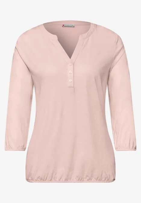 3/4-Arm Shirt mit Split Neck und Knöpfen minimal rose