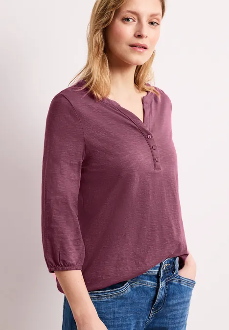 3/4-Arm Shirt mit Split Neck und Knöpfen dark clouded blush