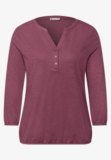 3/4-Arm Shirt mit Split Neck und Knöpfen dark clouded blush