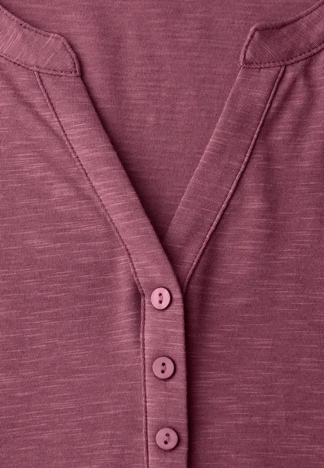 3/4-Arm Shirt mit Split Neck und Knöpfen dark clouded blush