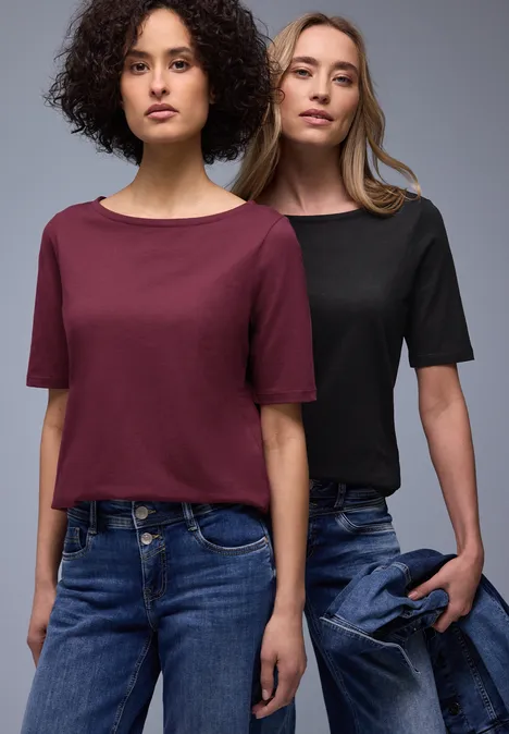 T-shirt basique en pack de 2 black/truffle red