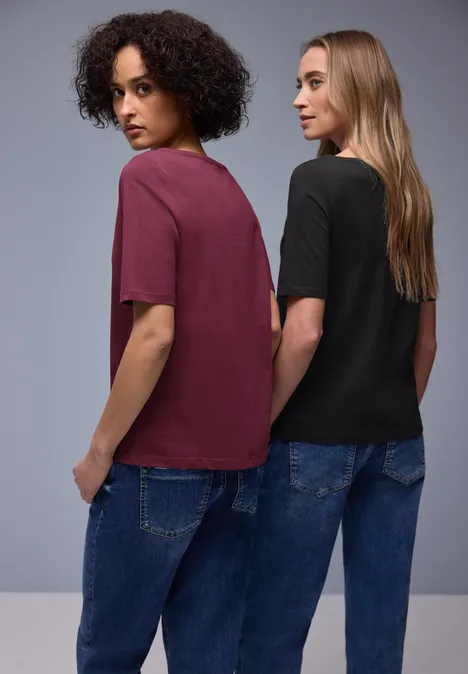 T-shirt basique en pack de 2 black/truffle red