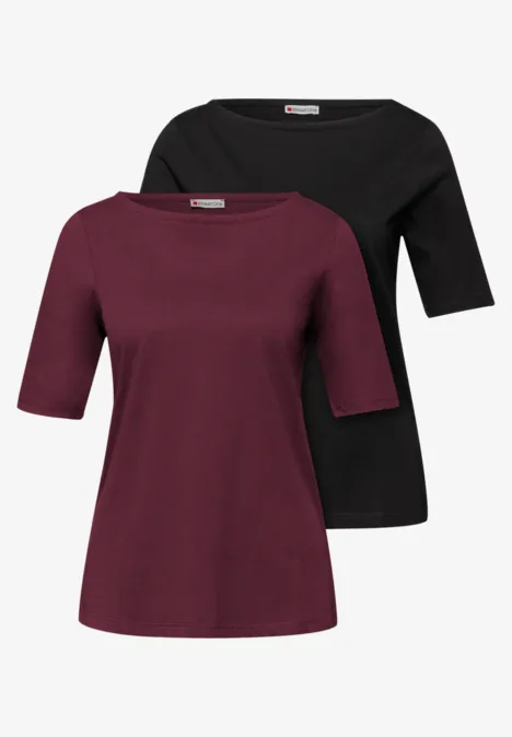 T-shirt basique en pack de 2 black/truffle red