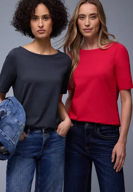 Koszulka Basic w 2-paku shadowed navy/salsa red