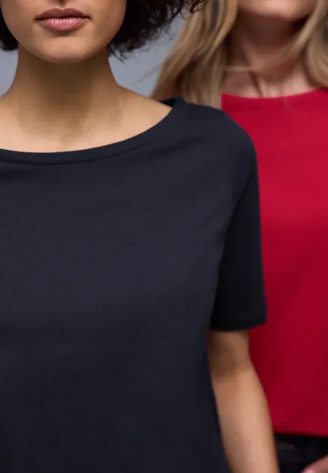 Koszulka Basic w 2-paku shadowed navy/salsa red