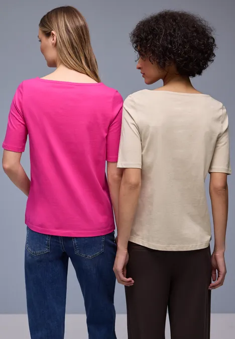 Basic Shirt in een 2-pack cotton beige/magenta dream