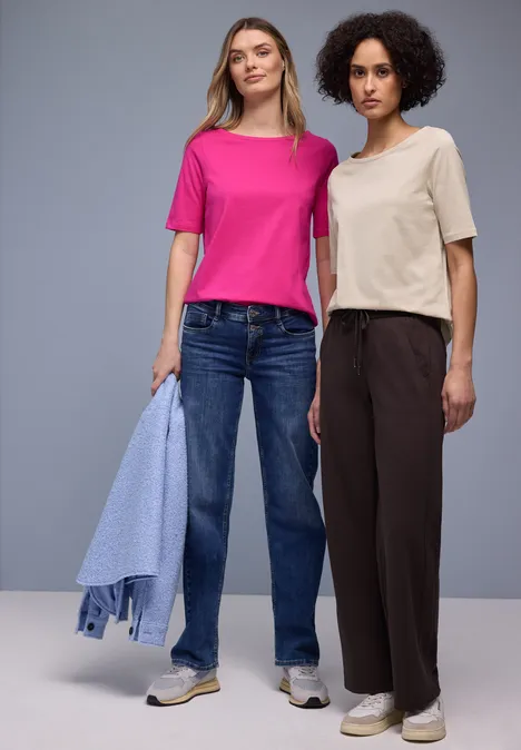 Basic Shirt in een 2-pack cotton beige/magenta dream