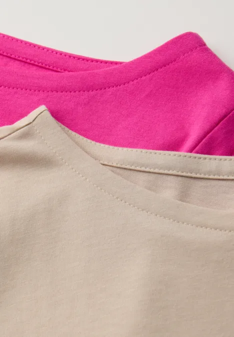 Basic Shirt in een 2-pack cotton beige/magenta dream