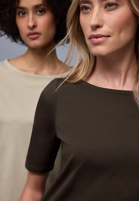 Koszulka Basic w 2-paku cotton beige/espresso brown