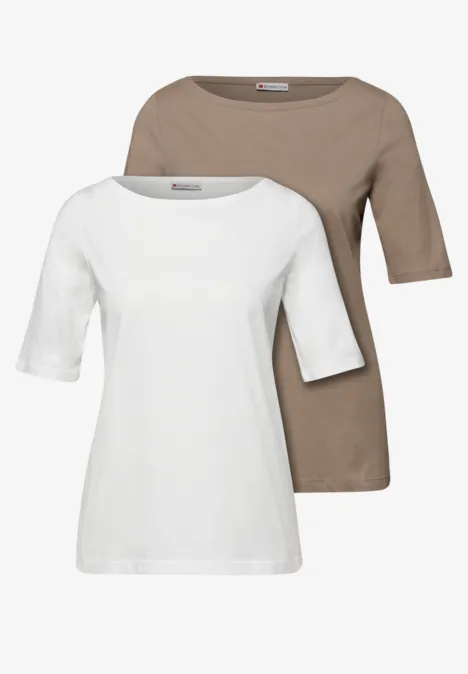 T-shirt basique en pack de 2 off white/light terra mocha
