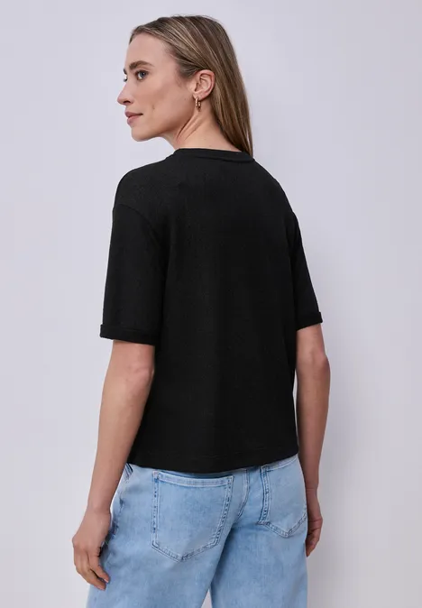 T-shirt à col rond en tricot Black T-shirt à col rond en tricot Black