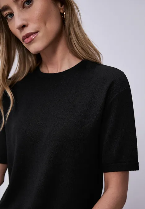 T-shirt à col rond en tricot Black T-shirt à col rond en tricot Black