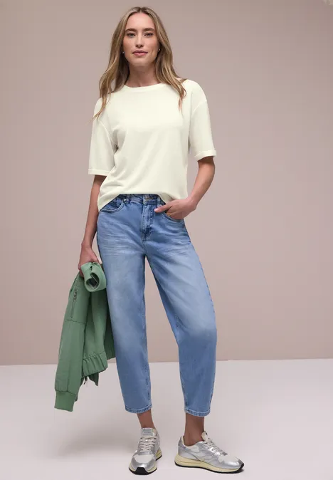 T-shirt à col rond en tricot off white T-shirt à col rond en tricot off white