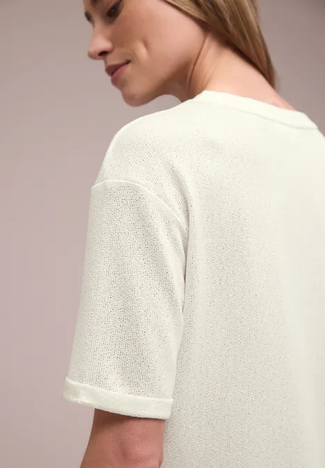 T-shirt à col rond en tricot off white T-shirt à col rond en tricot off white