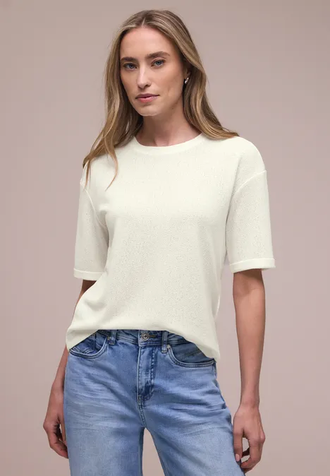 T-shirt à col rond en tricot off white T-shirt à col rond en tricot off white