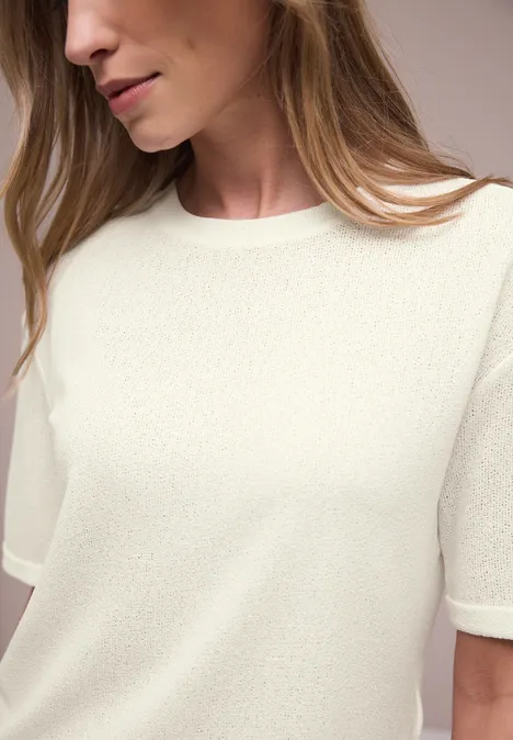 T-shirt à col rond en tricot off white T-shirt à col rond en tricot off white