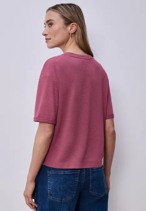 T-Shirt mit Rundhals im Strick-Look dark clouded blush