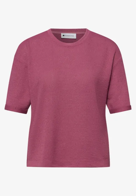 T-Shirt mit Rundhals im Strick-Look dark clouded blush