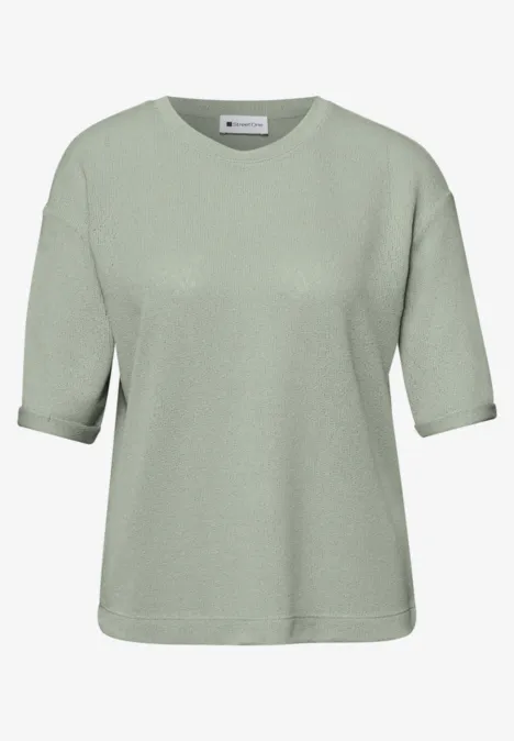 T-Shirt mit Rundhals im Strick-Look mint leaf