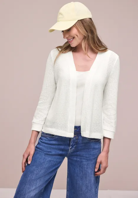 Langarm Jacke im Strick-Look off white