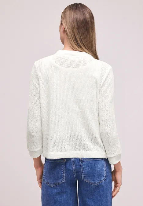 Langarm Jacke im Strick-Look off white