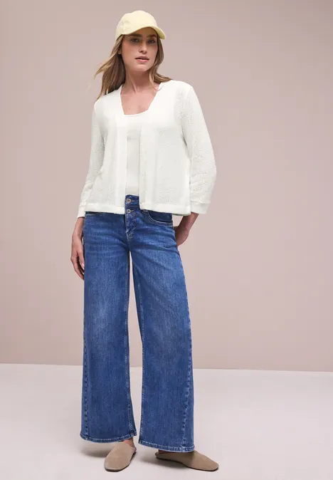 Langarm Jacke im Strick-Look off white