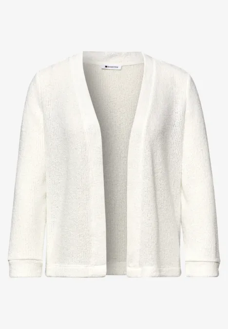 Langarm Jacke im Strick-Look off white