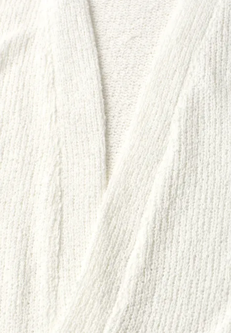 Langarm Jacke im Strick-Look off white