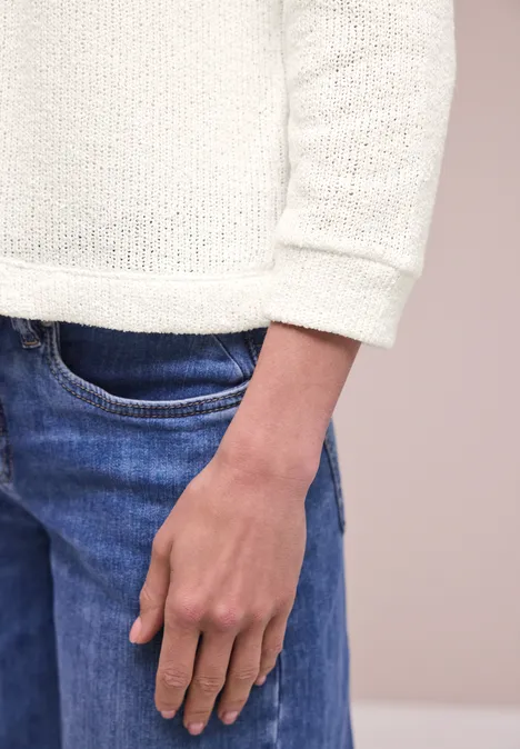 Langarm Jacke im Strick-Look off white